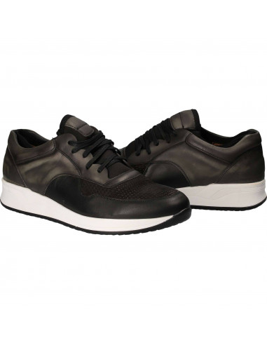 Pantofi Barbati Casual Piele Negru cu Gri