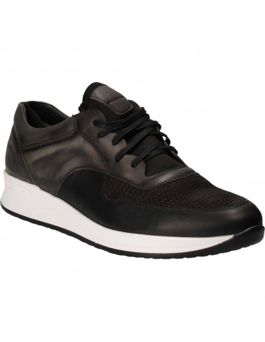 Pantofi Barbati Casual Piele Negru cu Gri