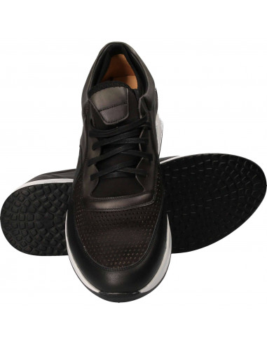 Pantofi Barbati Casual Piele Negru cu Gri