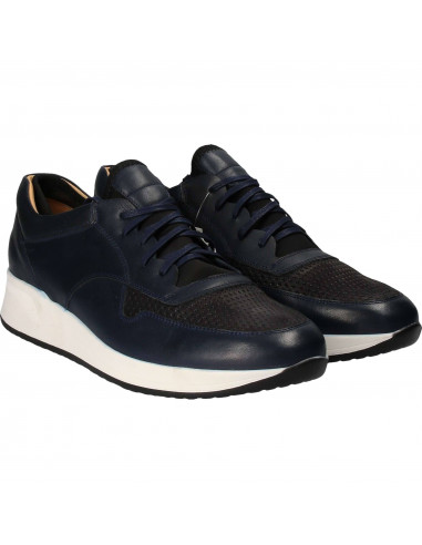 Pantofi Barbati Casual Piele Albastru cu Negru
