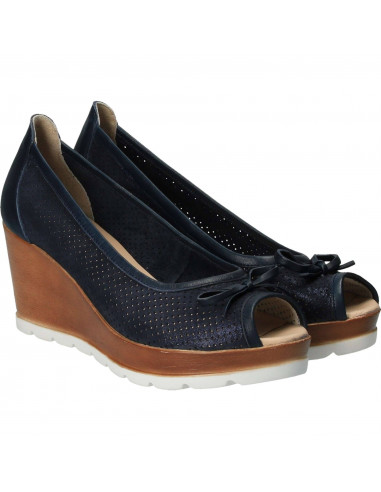 Pantofi Femei, piele, elegant, platforma, albastru