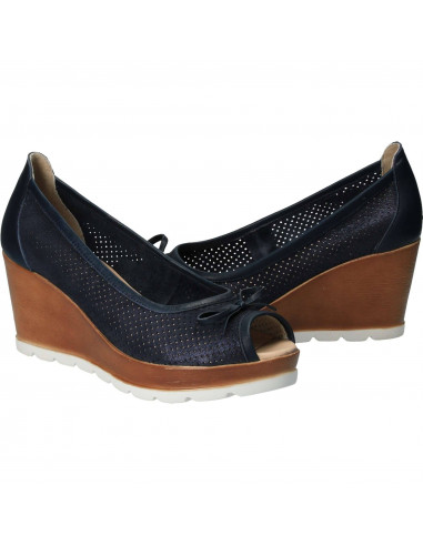 Pantofi Femei, piele, elegant, platforma, albastru