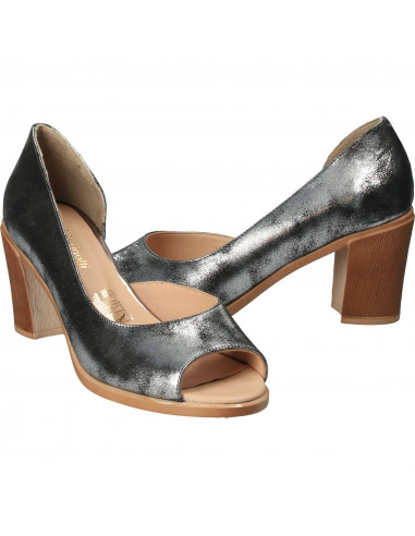 Pantofi Femei, piele, elegant, argintiu