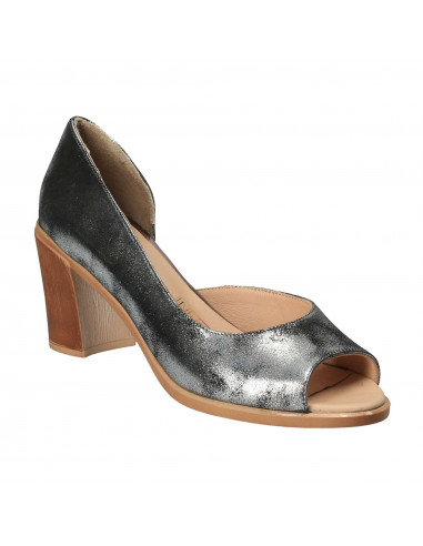 Pantofi Femei, piele, elegant, argintiu