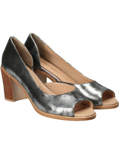 Pantofi Femei, piele, elegant, argintiu