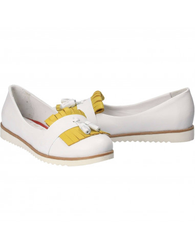 Pantofi Femei, piele, casual, alb cu galben