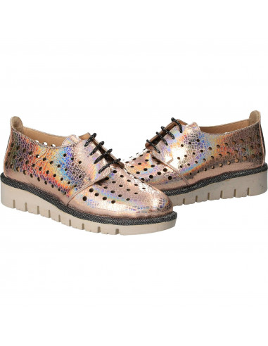 Pantofi Femei, casual, piele roz metalizat