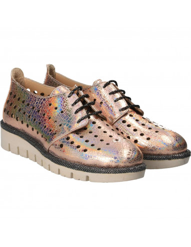 Pantofi Femei, casual, piele roz metalizat