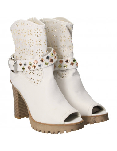 Sandale Femei Inalte Trendy Albe