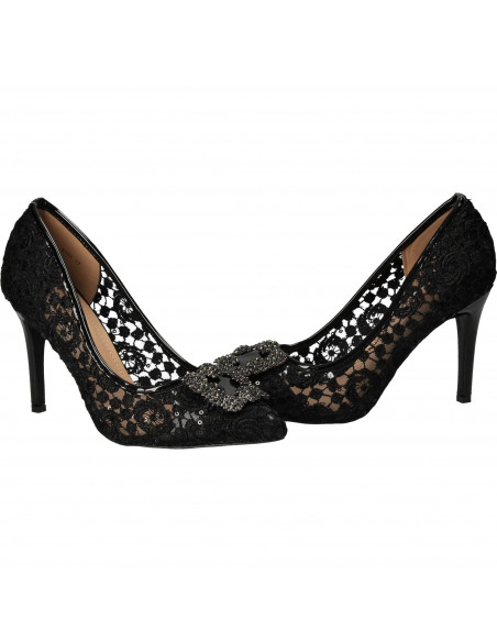 Pantofi Femei, Eleganti, Dame Rose, Negri, din dantela