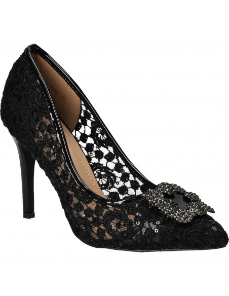 Pantofi Femei, Eleganti, Dame Rose, Negri, din dantela