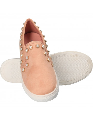 Espadrile cu perle, pentru femei, culoarea roz, marca Flyfor