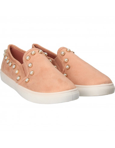 Espadrile cu perle, pentru femei, culoarea roz, marca Flyfor