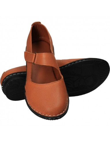 Pantofi perforati, de dama, din piele, maro, Prima Donna