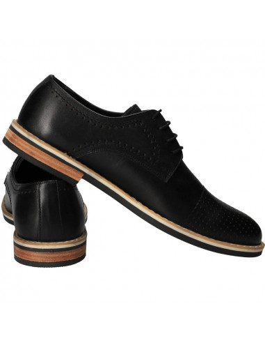 Pantofi negri, eleganti, pentru barbati, piele naturala, marca Da Vinci