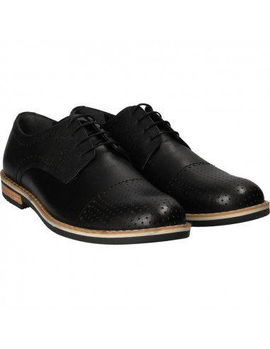 Pantofi negri, eleganti, pentru barbati, piele naturala, marca Da Vinci