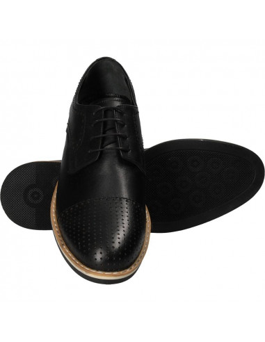 Pantofi negri, eleganti, pentru barbati, piele naturala, marca Da Vinci