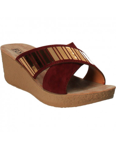 Saboti femei Bordeuax cu auriu, marca Fly Shoes