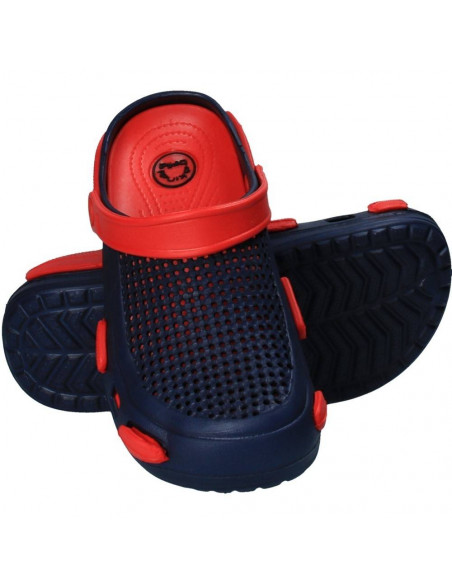 Papuci gen crocs, bleumarin cu rosu