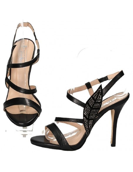 Sandale stiletto fashion, de gala, culoarea neagra