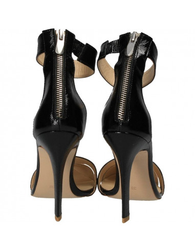 Pantofi fashion bej cu negru, piele naturala