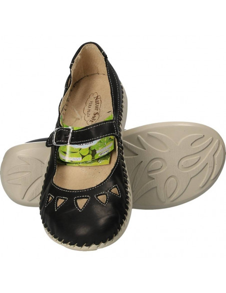 Balerini trendy, negri, cu bareta, Natur Soft