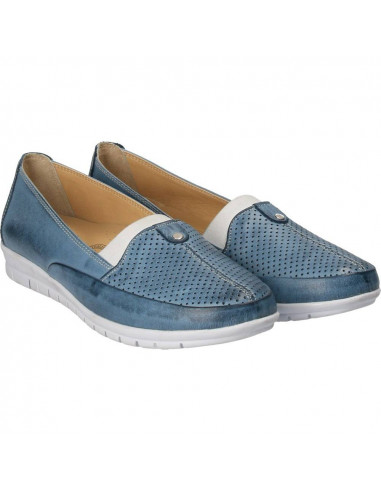 Pantofi albastru jeans, din piele naturala, marca Da Vinci