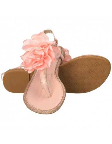 Sandale flip flops roz, cu floare satin, marca Mellisa