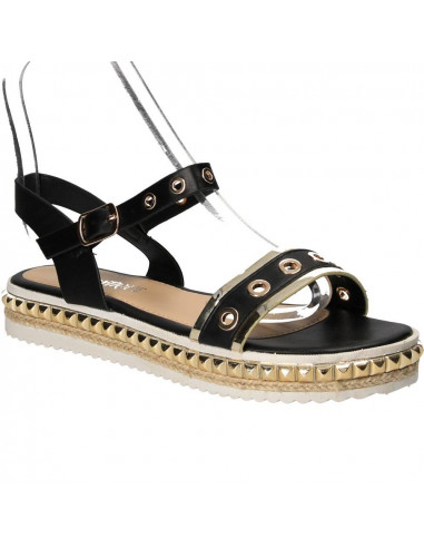 Sandale auriu cu negru, femei, marca Diamantique