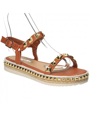 Sandale fashion maro, cu tinte aurii pentru femei