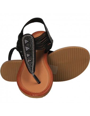 Sandale negre trendy, cu strasuri, Marca Flyfor