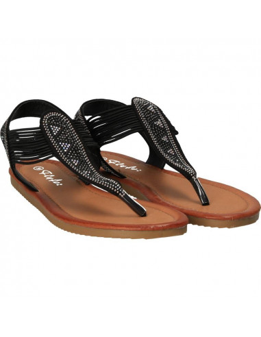 Sandale negre trendy, cu strasuri, Marca Flyfor