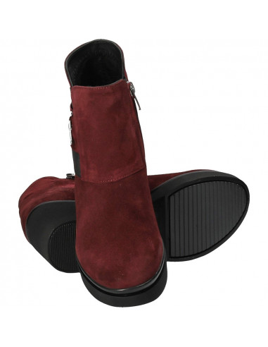 Botine trendy, talpa groasa, din piele velur