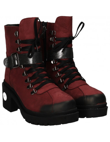 Ghete fashion bordeaux, din piele naturala