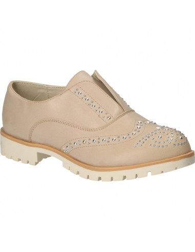 Pantofi de dama, casual, bej, cu strasuri