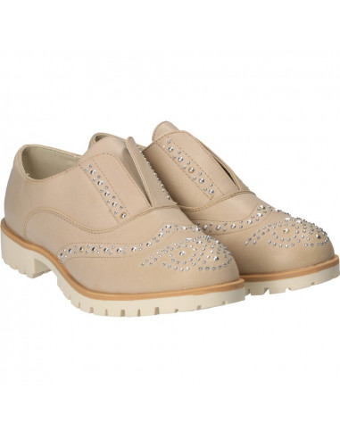 Pantofi de dama, casual, bej, cu strasuri