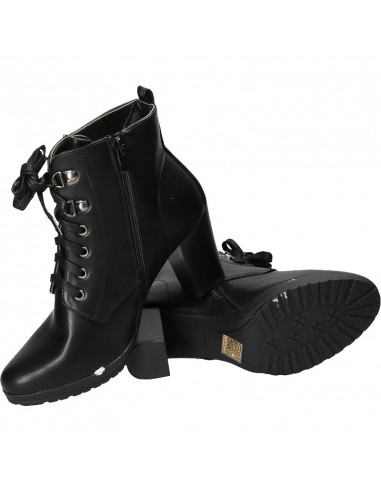 Botine fashion, negre, cu toc mediu