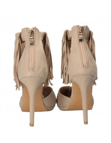 Pantofi trendy, cu franjuri si toc inalt
