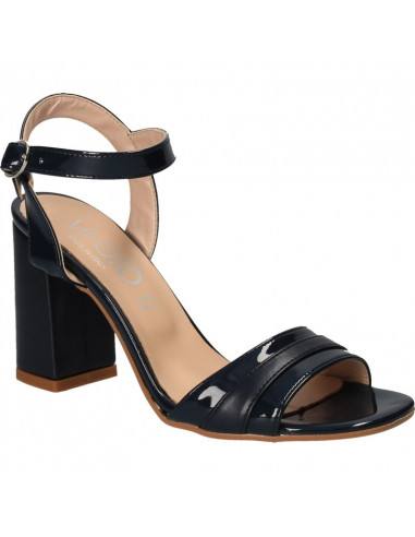 Sandale de dama, clasice, de lac, bleumarin