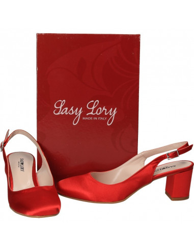 Pantofi de vara, stil elegant, satin rosu