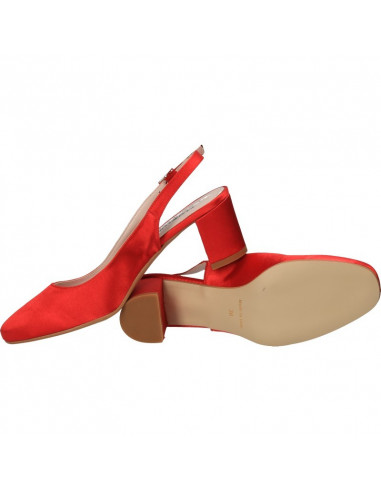 Pantofi de vara, stil elegant, satin rosu