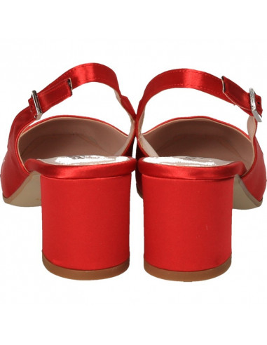 Pantofi de vara, stil elegant, satin rosu