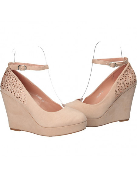 Pantofi fashion, cu platforma, roz, cu strasuri