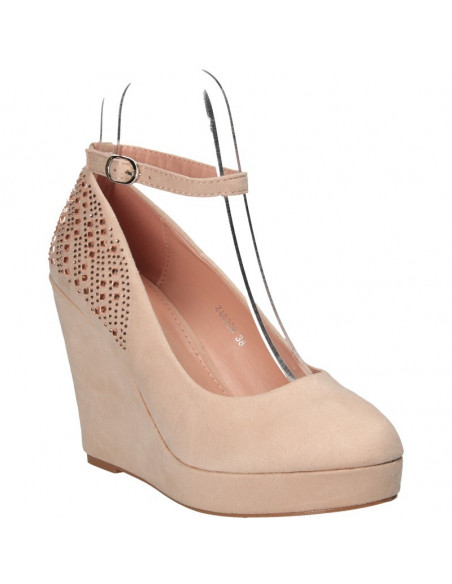 Pantofi fashion, cu platforma, roz, cu strasuri