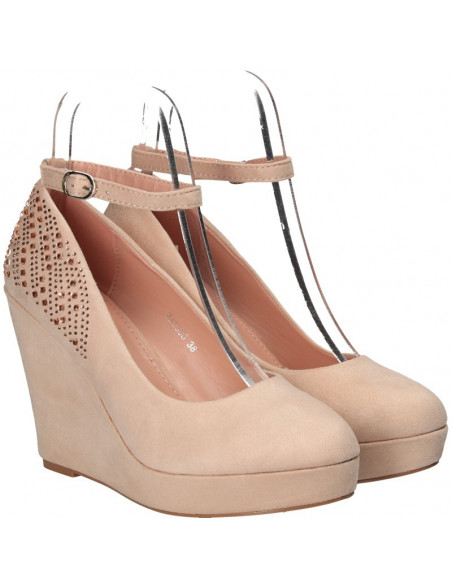 Pantofi fashion, cu platforma, roz, cu strasuri