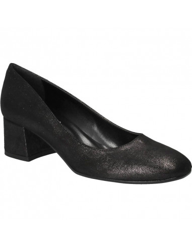Pantofi negri, glamour, cu toc mic