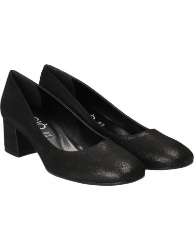 Pantofi negri, glamour, cu toc mic
