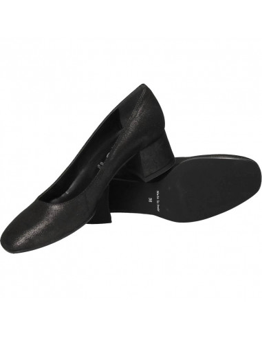 Pantofi negri, glamour, cu toc mic