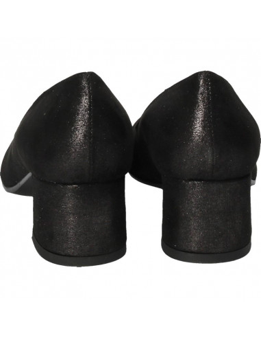 Pantofi negri, glamour, cu toc mic