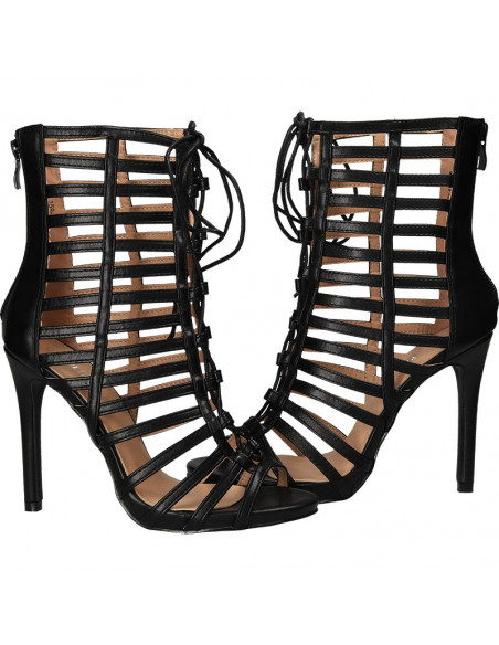 Sandale fashion, negre, cu toc inalt